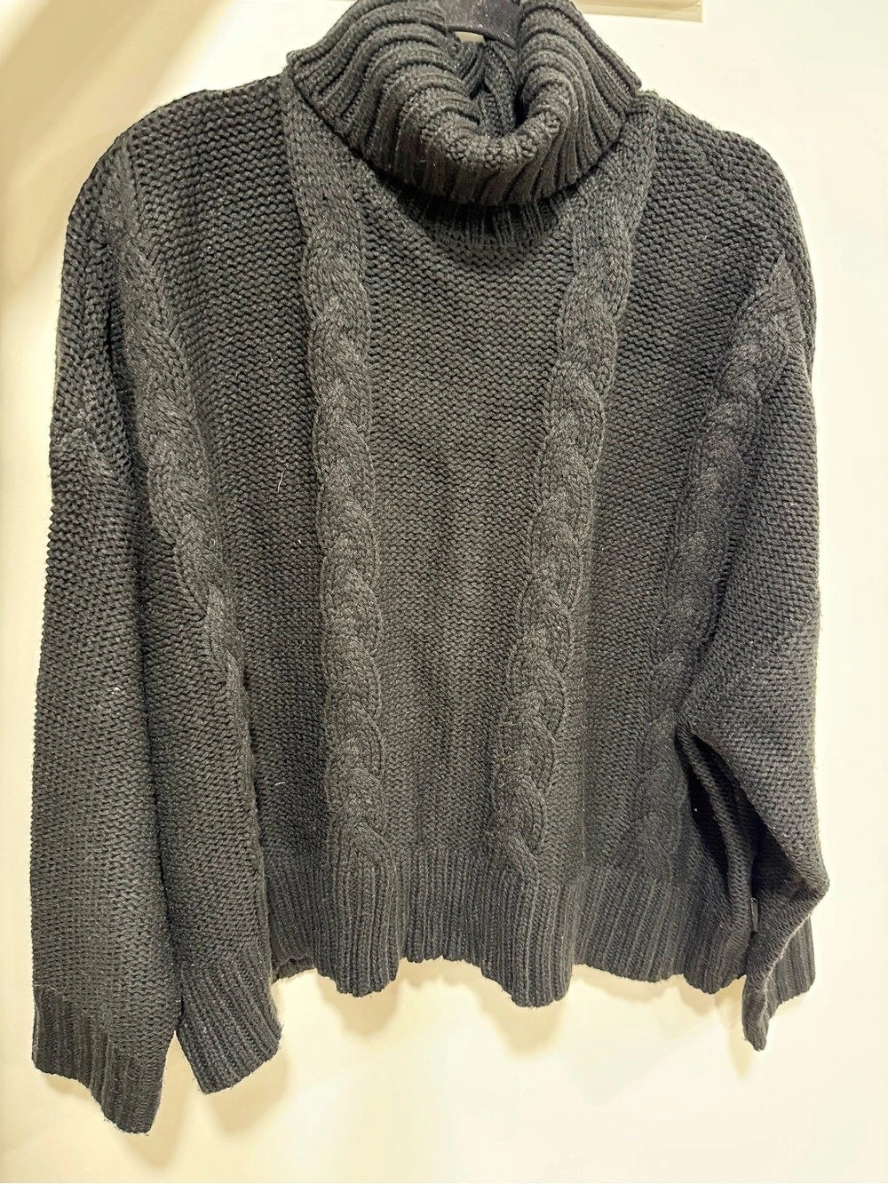 Calvin Klein Jeans Black Cable Knit Turtleneck Sweater